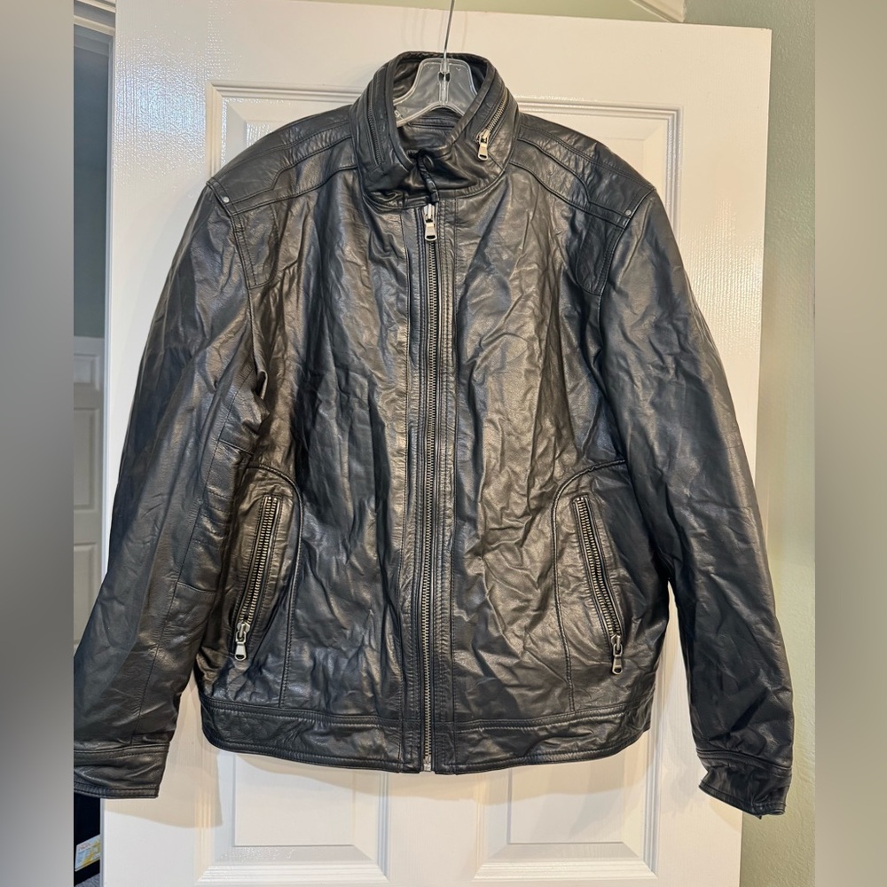 Emmanuel Ungaro Men's Black Leather Motorcycle Jacket